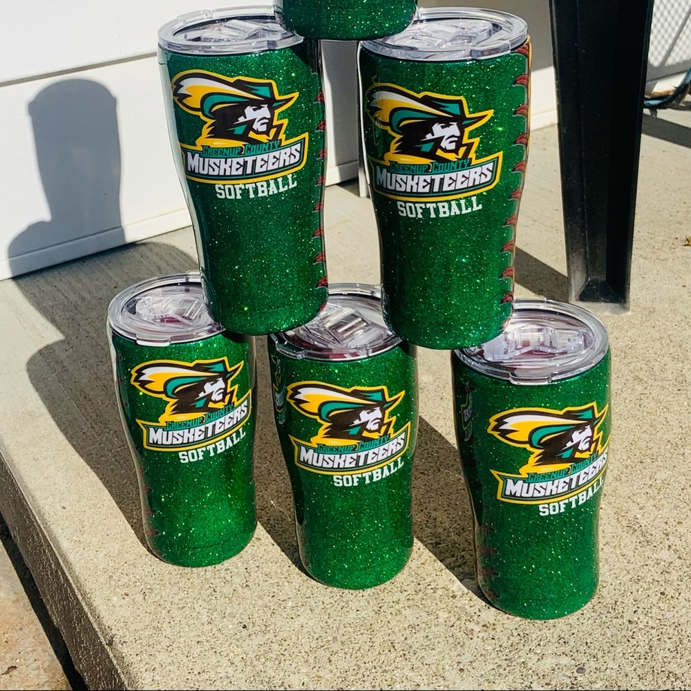 Custom softball epoxied Tumblers